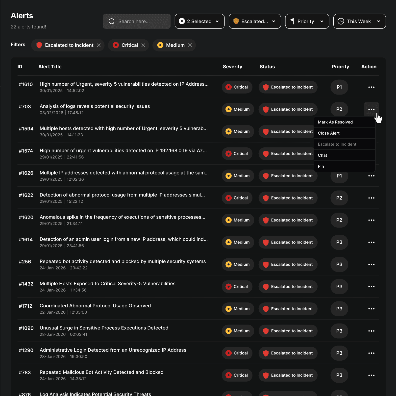 Unified Alert Centre Interface